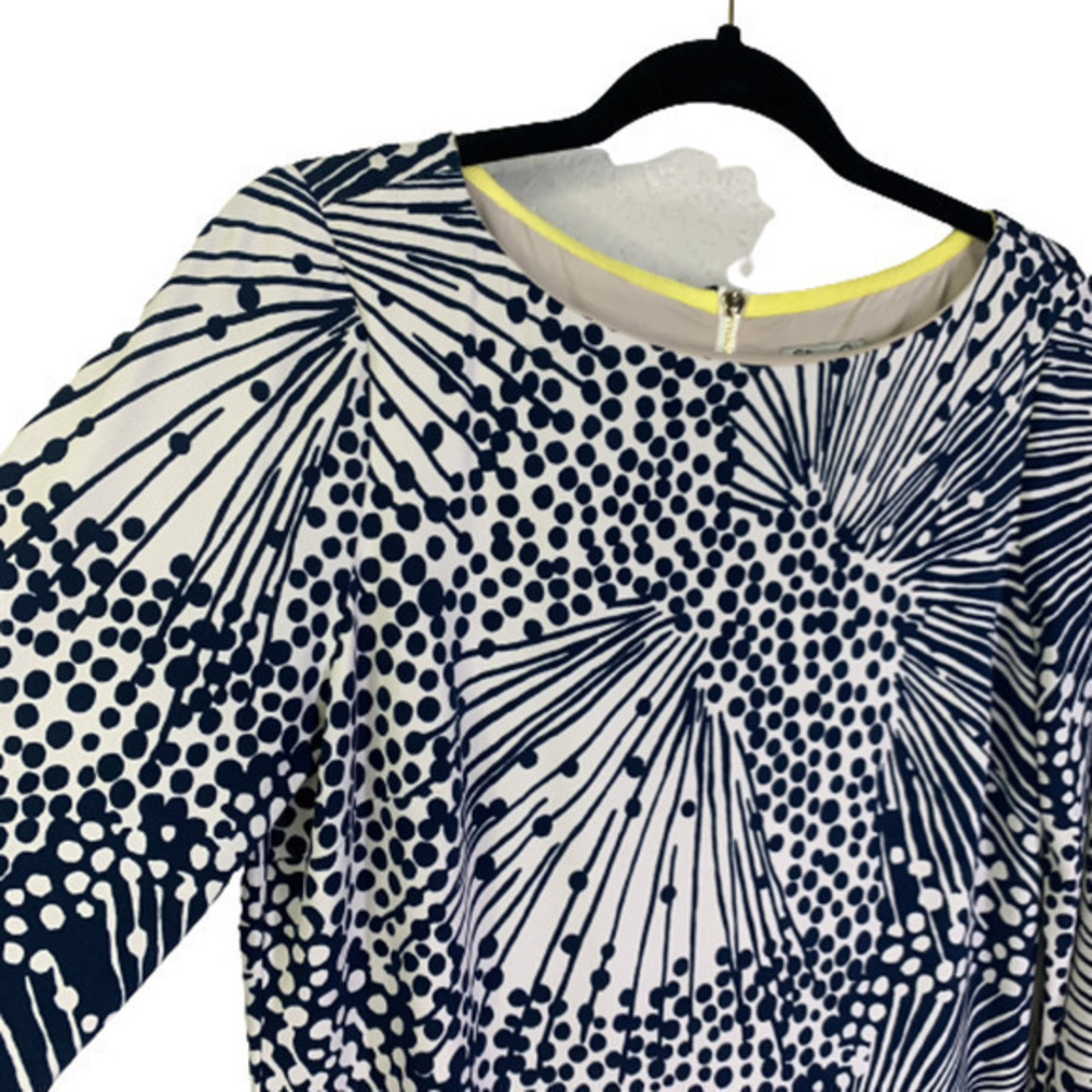 ELIZA J Navy Blue & Yellow Abstract Geometric Print‎ Shift Dress - Picture 3 of 11